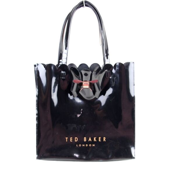 LARGE Ted Baker BLACK PVC LOGO TOTE BEACH BAG HOBO SHOULDER BAG HANDBAG PURSE - Picture 1 of 12